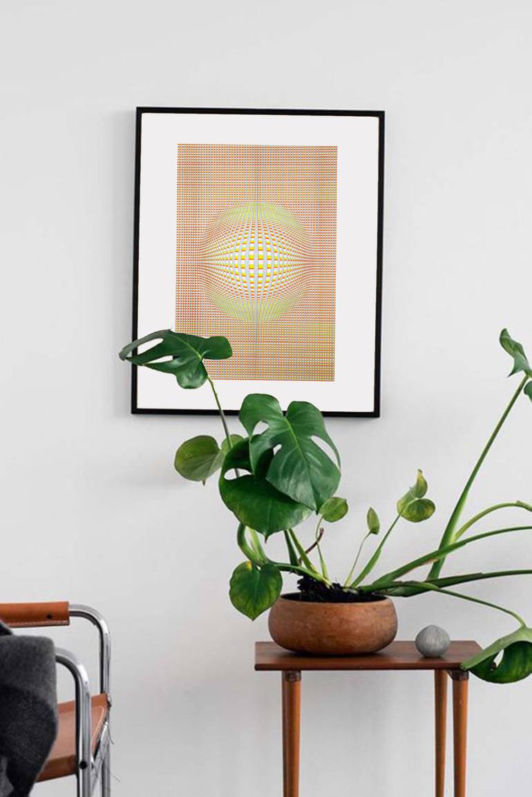 Original Abstract Geometric Mixed Media by Isabelle Tellié
