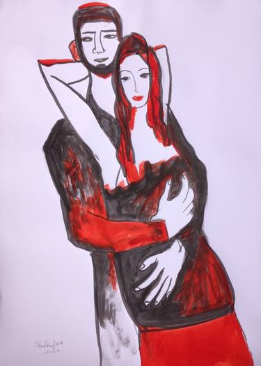Original Expressionism Love Drawings by Janna Shulrufer