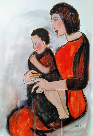 Original Expressionism Family Drawings by Janna Shulrufer