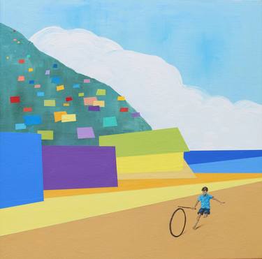 Saatchi Art Artist Felix Burgos; Painting, “A Boy, A Wheel and A Stick” #art
