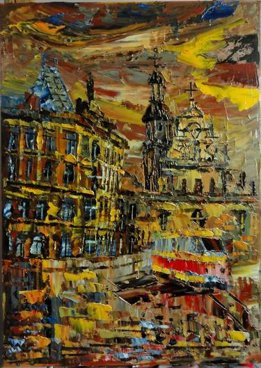 Original Abstract Cities Paintings by Nazar Gorishnyi