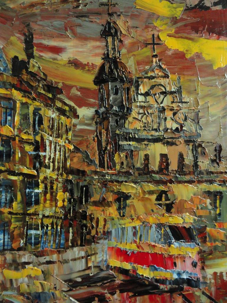 Original Abstract Cities Painting by Nazar Gorishnyi