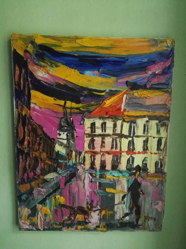 Original Abstract Expressionism Architecture Painting by Nazar Gorishnyi