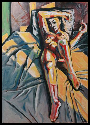 Print of Expressionism Erotic Paintings by Viktor Levi
