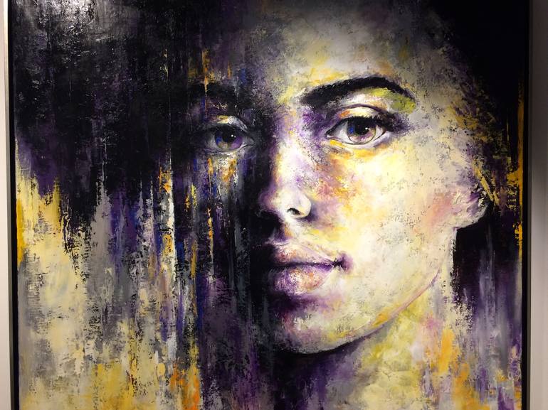 Original Modern Portrait Painting by Laura Rominu