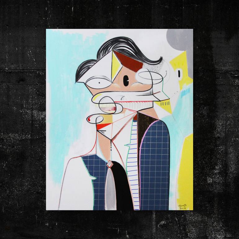 Original Cubism Abstract Painting by Lincoln Magalhães