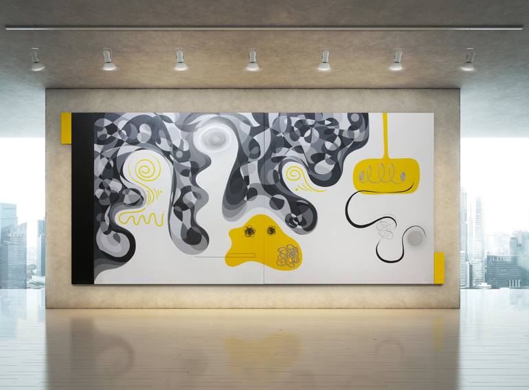 Original Conceptual Abstract Painting by Lincoln Magalhães