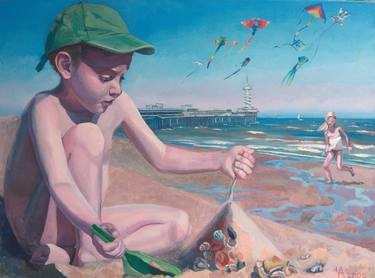 Print of Figurative Beach Paintings by Anastasia Chernysheva
