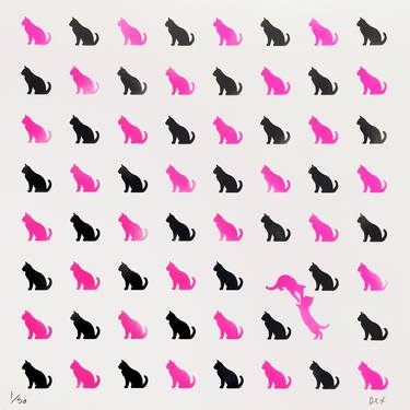 Saatchi Art Artist Dex X; Printmaking, “Kitty Love (Pink Stencil)” #art