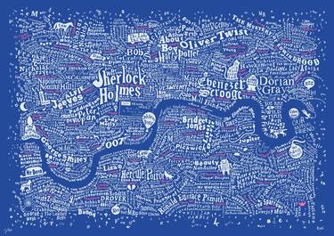 Literary London Map (Blue, White & Pink) thumb