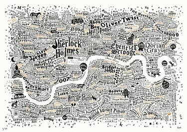 Literary London Map (Black, Gold & White) thumb
