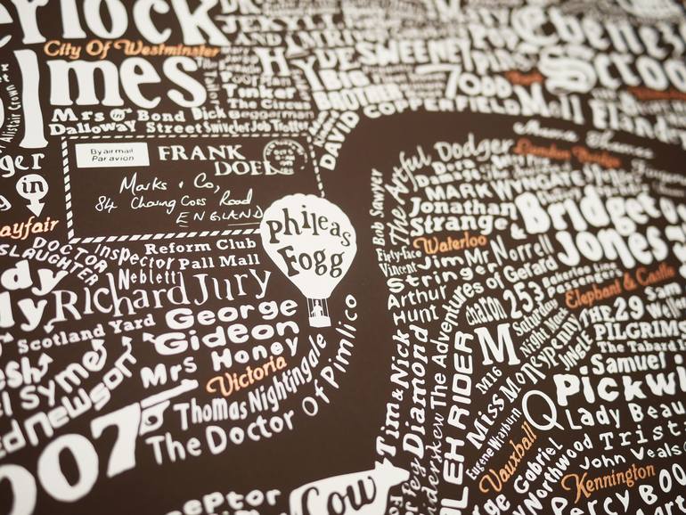 Original typographic Typography Printmaking by Dex X