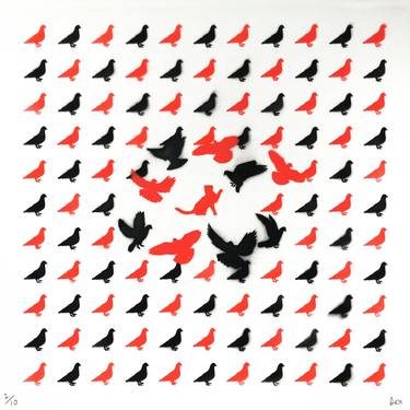 Amongst The Pigeons (Red Stencil) - Limited Edition of 10 thumb