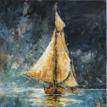 Original Sailboat Painting by Ivan Chudik
