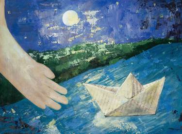 Print of Impressionism Boat Collage by K Potter