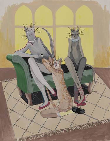 Original Illustration Cats Painting by Vannia Palacio
