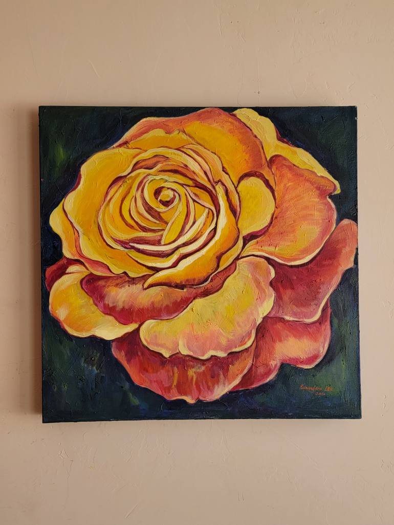 Original Art Deco Floral Painting by Kyungsoo Lee