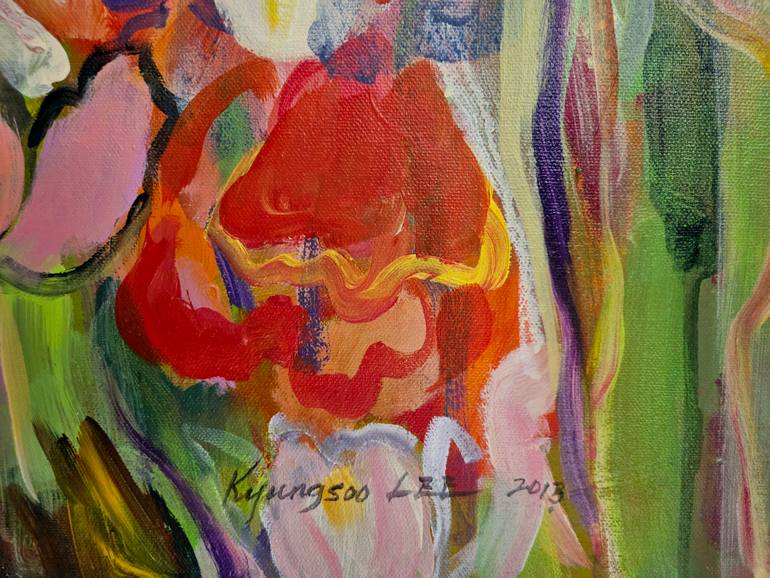 Original Abstract Expressionism Floral Painting by Kyungsoo Lee
