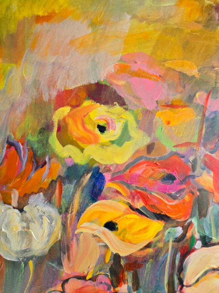 Original Abstract Expressionism Floral Painting by Kyungsoo Lee