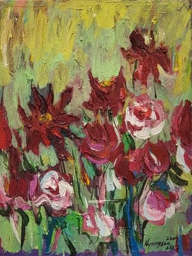 Original Abstract Expressionism Floral Paintings by Kyungsoo Lee