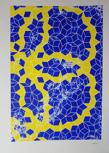 Penrose tiling with geodesic walks in blue & yellow thumb