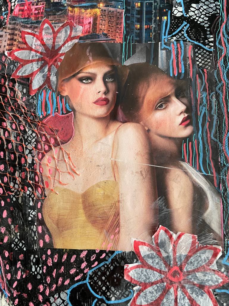 Original Abstract Expressionism People Collage by Myra Evans