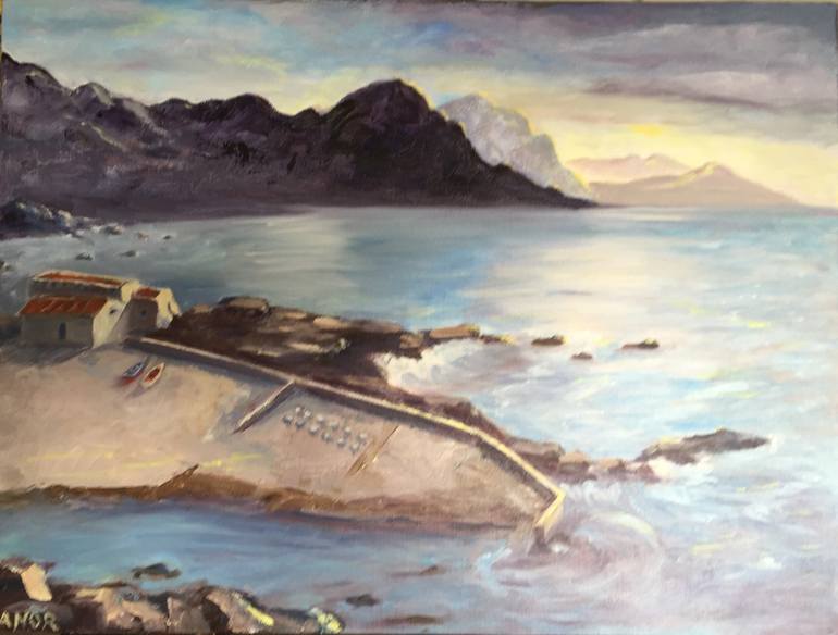 Hermanus Old Harbour Sunrise Painting by ADELE NORTJE | Saatchi Art