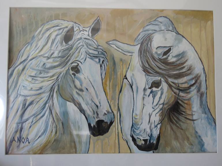 Original Expressionism Horse Drawing by ADELE NORTJE