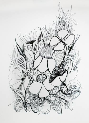 Original Abstract Floral Drawings by Dee Dee Oliver