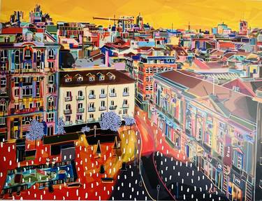 Original Expressionism Cities Mixed Media by SANTIAGO ESTEBAN GLEZ