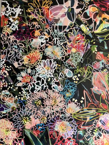 Original Expressionism Floral Mixed Media by SANTIAGO ESTEBAN GLEZ