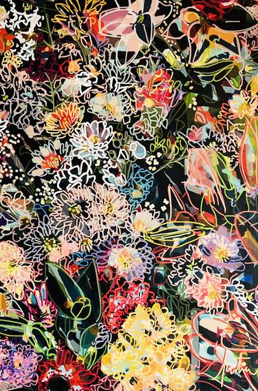 Original Expressionism Floral Mixed Media by SANTIAGO ESTEBAN GLEZ