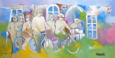 Original Figurative Bicycle Paintings by marco caamaño