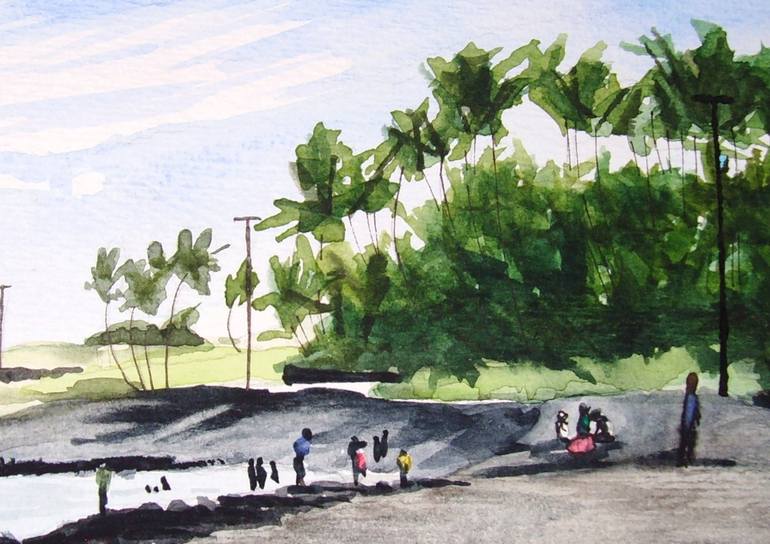 Original Impressionism Beach Painting by Lisa Schulaner