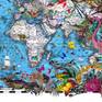 World map digital collage wall art print by artist Kristjana S Williams
