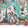 Map of London digital collage wall art print by artist Kristjana S Williams