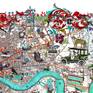 Map of London digital collage wall art print by artist Kristjana S Williams