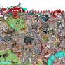 Map of London digital collage wall art print by artist Kristjana S Williams