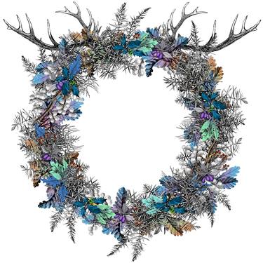 Saatchi Art Holiday 2018 Winter Wreath (Blue)(Small) thumb