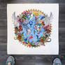 Here be Dragons - Svifandi blue World - Art Print by Kristjana S Williams