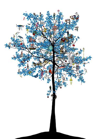 MAMMALIAN BLUE FOLK TREE - ART PRINT - A0 - Limited Edition of 175 thumb