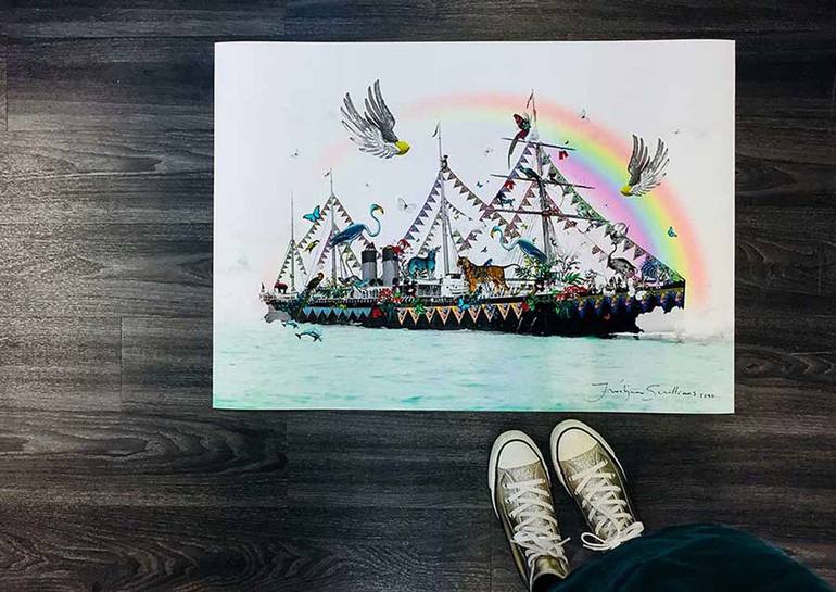 Original Ship Printmaking by Kristjana S Williams