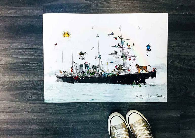 Original Sailboat Printmaking by Kristjana S Williams