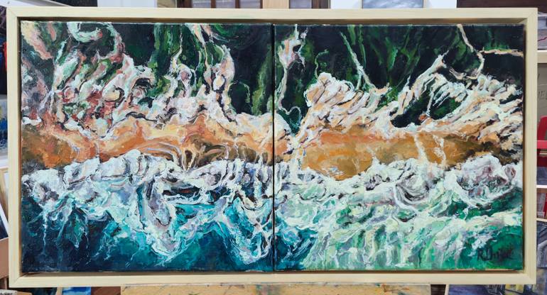 Original Abstract Expressionism Seascape Painting by Fuensanta Ruiz Urien