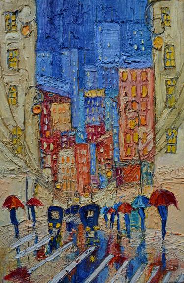 Original Abstract Expressionism Cities Paintings by Justyna Kopania