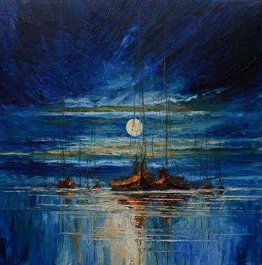 Original Abstract Expressionism Boat Paintings by Justyna Kopania