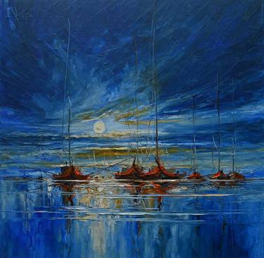 Original Abstract Expressionism Boat Paintings by Justyna Kopania