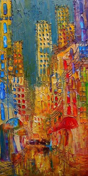 Original Abstract Expressionism Cities Paintings by Justyna Kopania