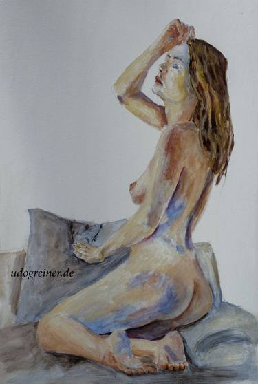 Original Expressionism Nude Painting by Udo Greiner