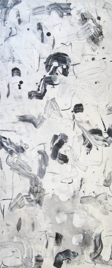 Saatchi Art Artist Paul Roszak; Paintings, “Floating Movement - black and white, brush strokes, tall, vertical” #art
